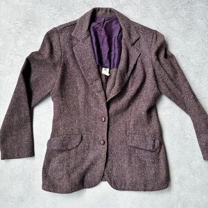 Vintage L’Abeille Beeline designer collection Purple Tweed Women's Blazer Jacket